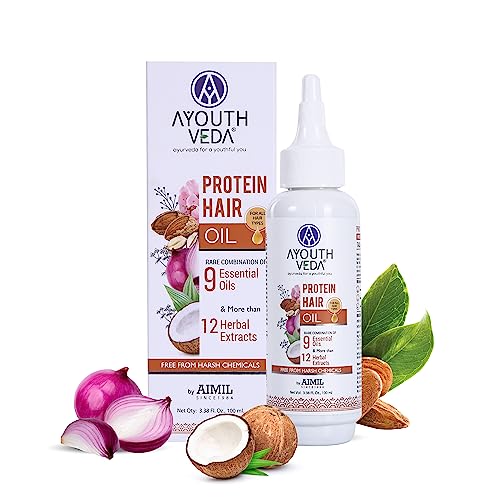 Ayouthveda Protein Hair Oil For Healthy Hair | Blend of Essential Oil & 12 Herbal Extracts (Pack of 2-100ml each)