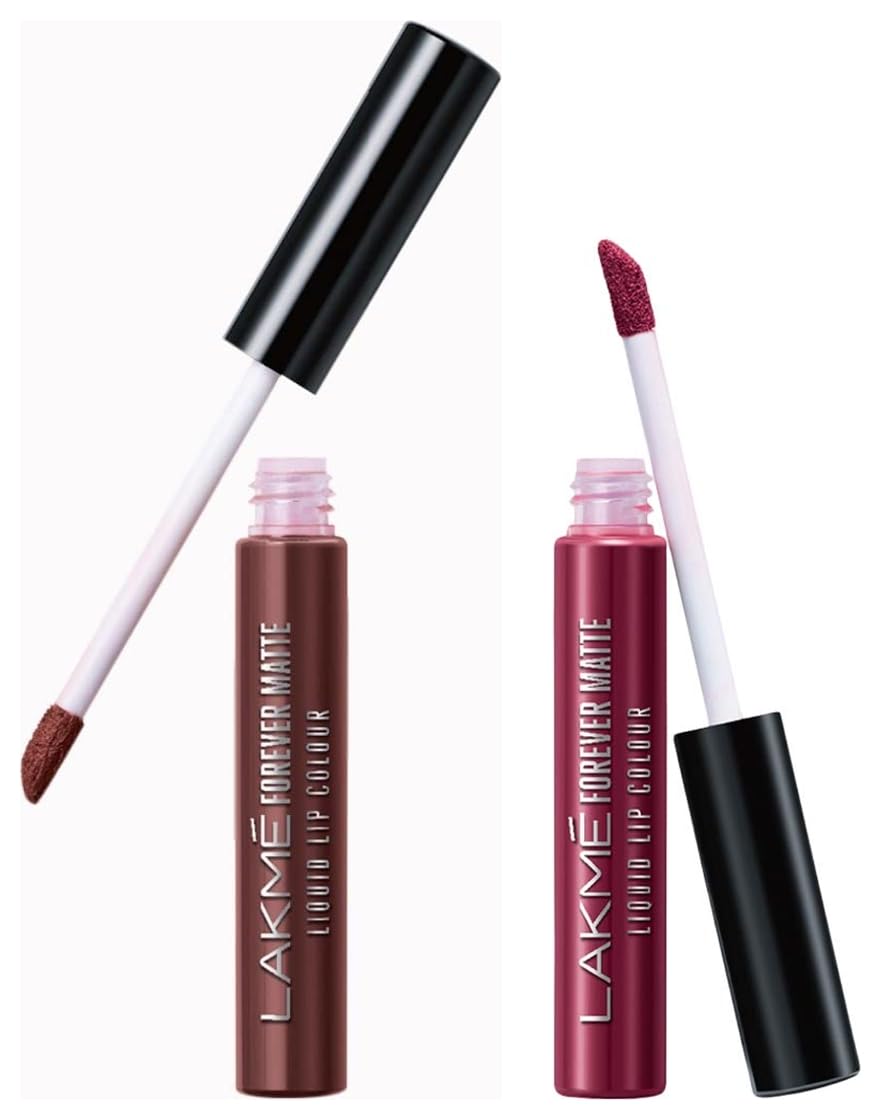 Lakmé Forever Matte Liquid Lip Colour, Brown Espresso, 5.6 Ml & Forever Matte Liquid Lip Colour, Red Wine, 5.6Ml