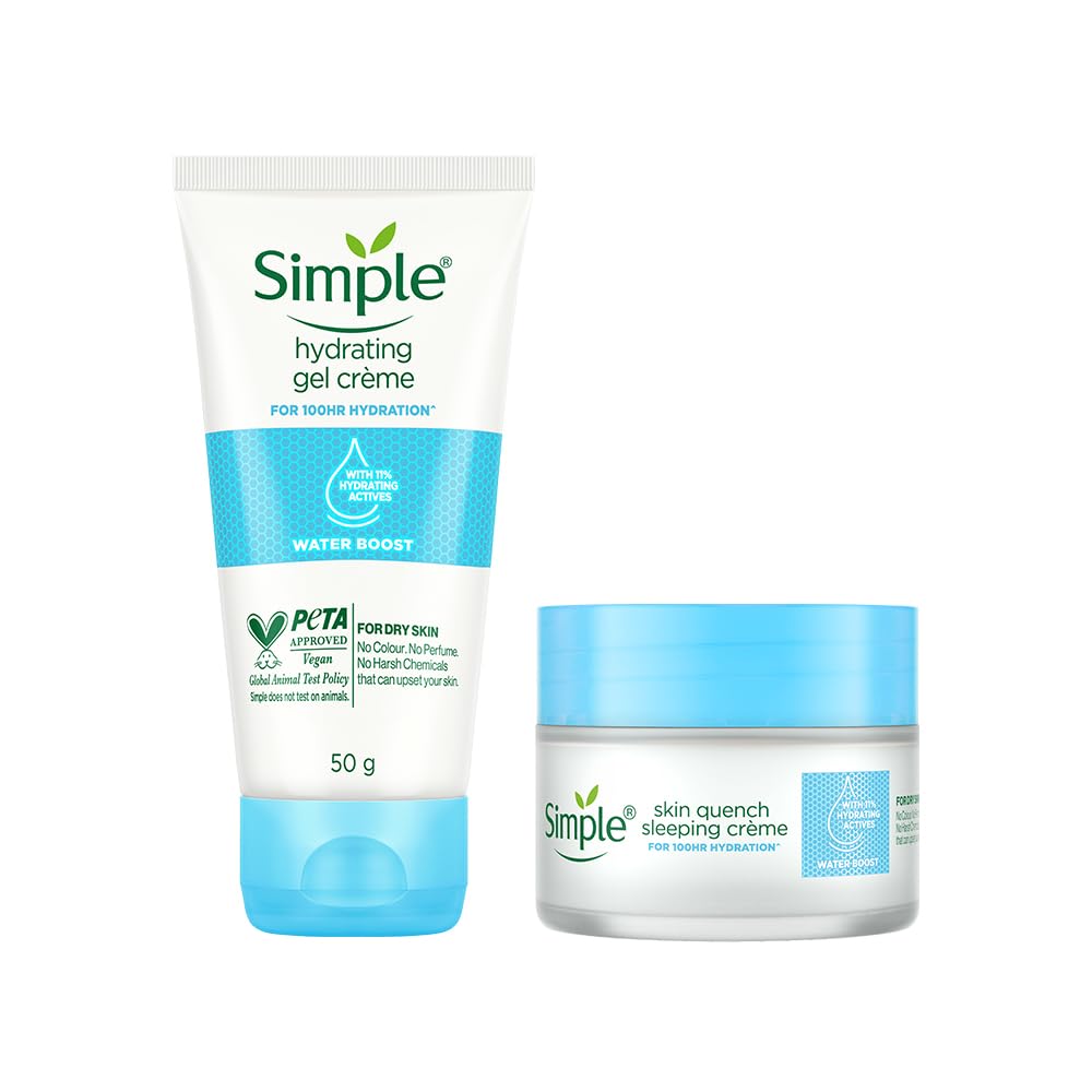 Simple Water Boost Hydrating Gel Creme, 50 g & Skin Quench Sleeping Creme| 100HR Hydration |For Dry Skin Type|Tested on most Sensitive Skin, 40 g