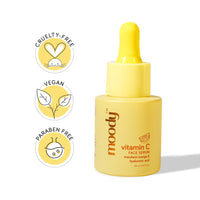 Moody Vitamin C Face Serum for Glowing Skin, Brightening & Hydrating | Mandarin Orange & Hyaluronic Acid | Vegan & Cruelty Free | Radiant and Supple Skin | Reduces Dark Spots and Pigmentation, 20ml
