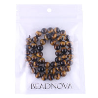 BEADNOVA Yellow Tiger Eye Beads Natural Crystal Beads Stone Gemstone Round Loose Energy Healing Beads with Free Crystal Stretch Cord for Jewelry Making (8mm, 45-48pcs) 8mm 06) Brown Tiger Eye Round Beads