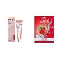 Lakmé 9 To 5 Complexion Care Cream, Medium, Radiant, Natural, Luminous, Dry| Bronze 9 G,Lakmé Blush & Glow Strawberry Sheet Mask, 25 Ml