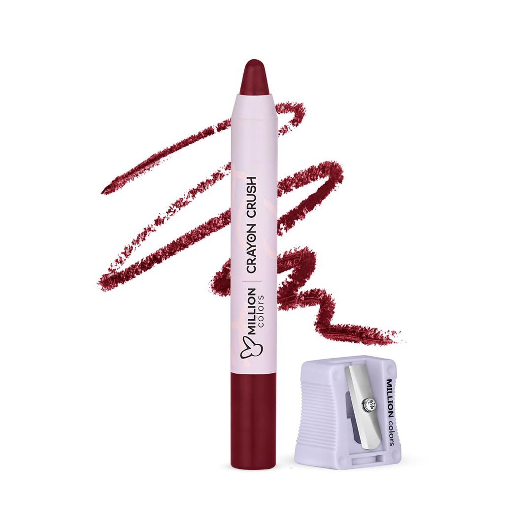 Million Colors Lip Crayon Lipstick | 8H Long-Lasting Matte | Hydrating & Lightweight | Highly Pigmented | Smudge-Proof & Transfer-Proof | Hyaluronic Acid & Shea Butter (Ruby Rush 04, 3g)