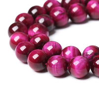 32PCS 12mm Natural Stone Beads Rose Red Tiger Eye Gemstone Round Loose Beads Crystal Healing Energy Jewelry Making DIY Bracelet 15