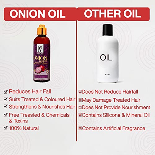 NutriGlow NATURAL'S Onion Hair Oil With Red Onion Seed Oil For Hair Growth, Hair Fall Control, Dandruff Free Hair, Fall Hair Oil, 100ml