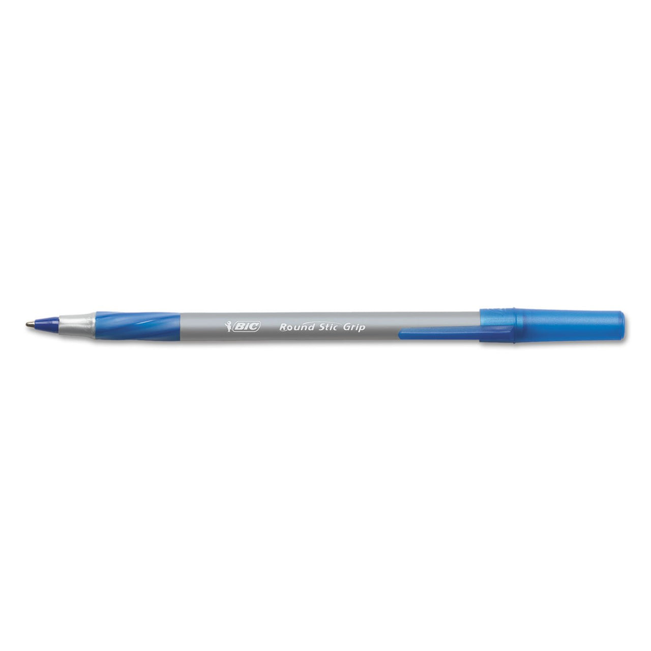 BIC Round Stic Grip Xtra-Comfort Fine Ball Point Pen, Blue, 12 Pack