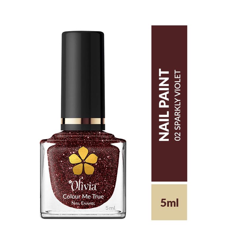 Olivia Nail Paint for Glossy Finish - 5ml (2 Sparkly Violet)