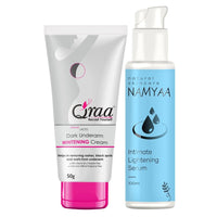 QRAA Skin Whitening Solution (Advanced Lacto Underarm Whitening Cream, 50 g and Namyaa Intimate Lightening Serum, 100 ml)Pack of 2(150gm)