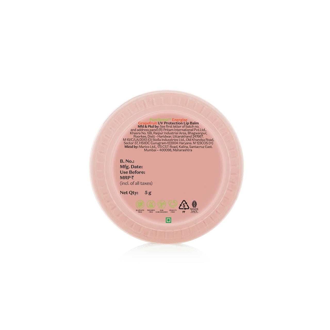 PureSense Vitamin-C Rich Grapefruit UV Protection Lip Balm for Dry Damaged & Chapped Lips | Softens & Protects Lips | Sulphate & Paraben Free | 5 g