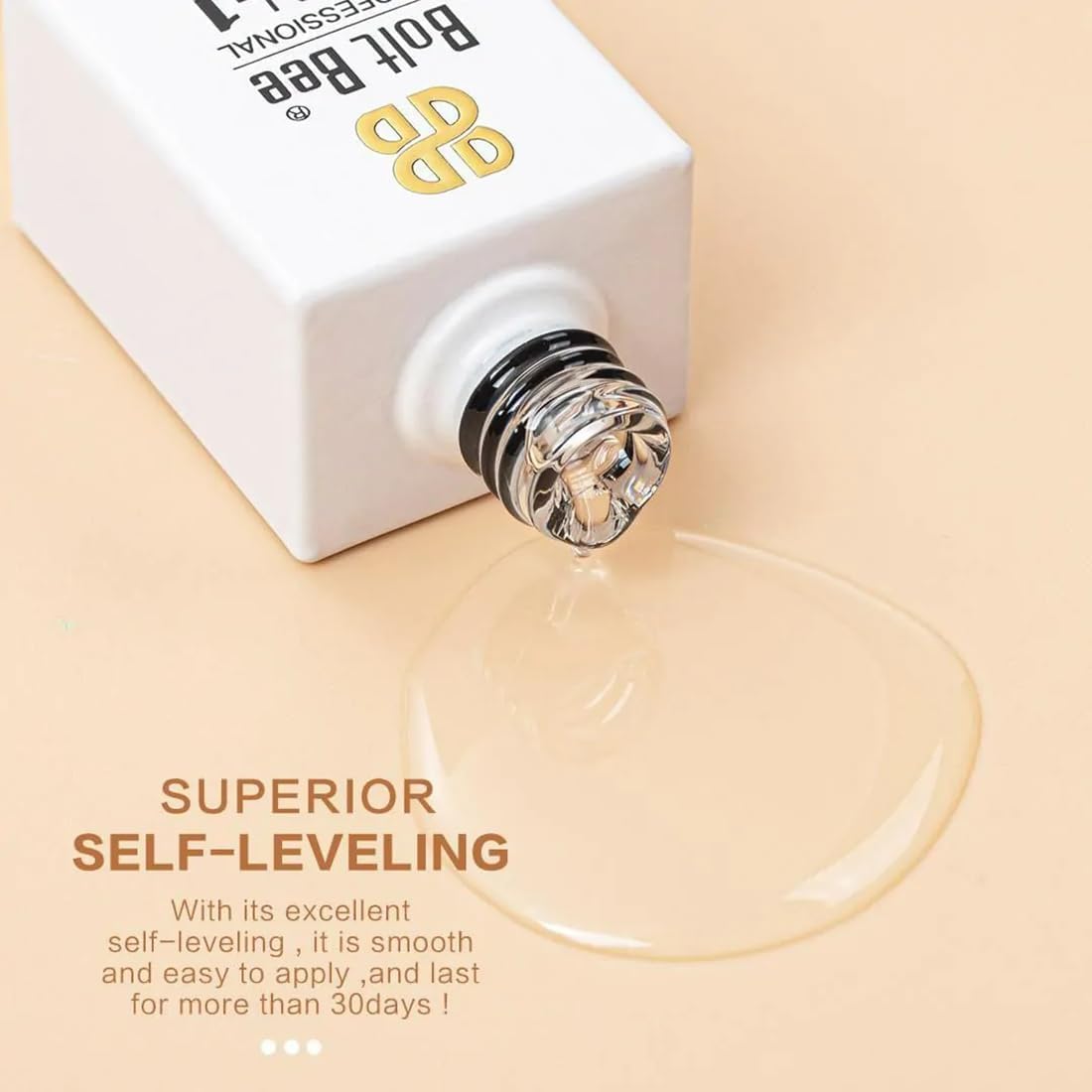 Bolt Bee 6-in-1 Nail Glue – 15ml Multifunctional UV/LED Soak Off for Base Coat, Nail Adhesive, Self-Leveling, Strengthening, Slip Solution & Blooming Effects – Professional Nail Art
