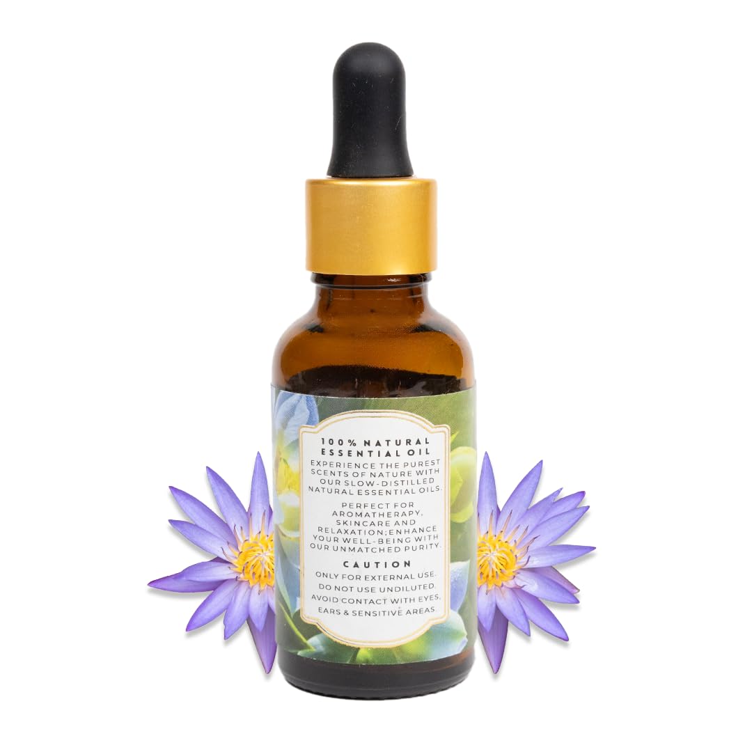 Luxurious Blue Lotus Essential Oil by Enhanced Essentials |Therapeutic Grade,Organic & Natural | Ultra Premium and Highly Concentrated Oil for Home, Diffusers, Skin, Aromatherapy, Bath, Massage,Humidifiers, Soap and Candle making| 30 ml
