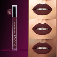 JUICE Matte Lipstick with Goodness of Bio Retinol, Moisturising lock technology, SPF 15 Waterproof & Long Lasting Red Wine M07