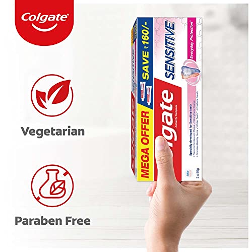 Colgate Sensitive Everyday Protection Toothpaste, Combo Pack Of 160g (80g X 2), Specifically Developed For Sensitive Teeth & Healthy Gums, Tooth paste For Prevention Of Cavities & Plaque