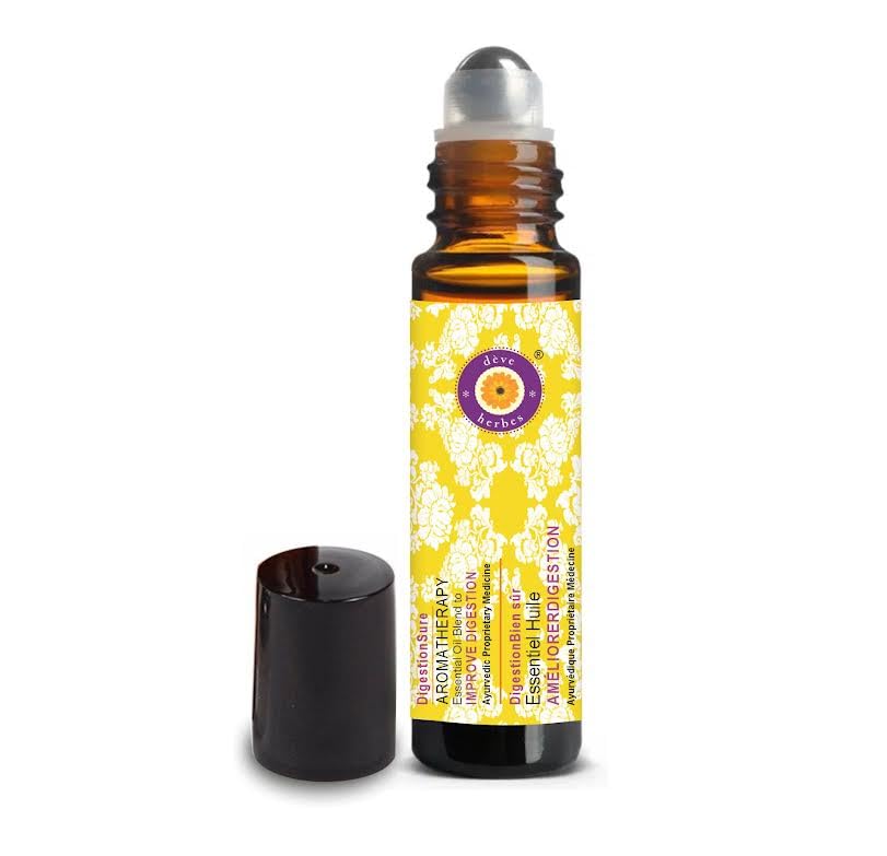 Deve Herbes IMPROVE DIGESTION - DigestoSure - Aromatherapy Essential Oil Blend of Fennel Seed, Dill Seed, Lemon, Spearmint, Lemongrass & Ginger Essential Oils 10ml