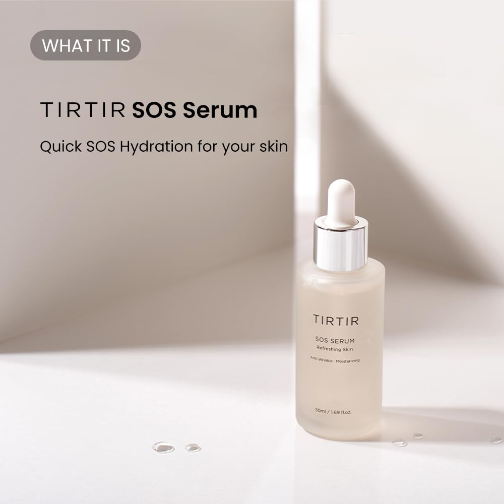 TIRTIR SOS Serum - Radiant Glow Boosting Face | Plumping, Anti Aging, Hydrating |Visibly Smooth and Glowy Skin | Fragrance Free Serum for All Skin Types, 1.69 fl.oz.