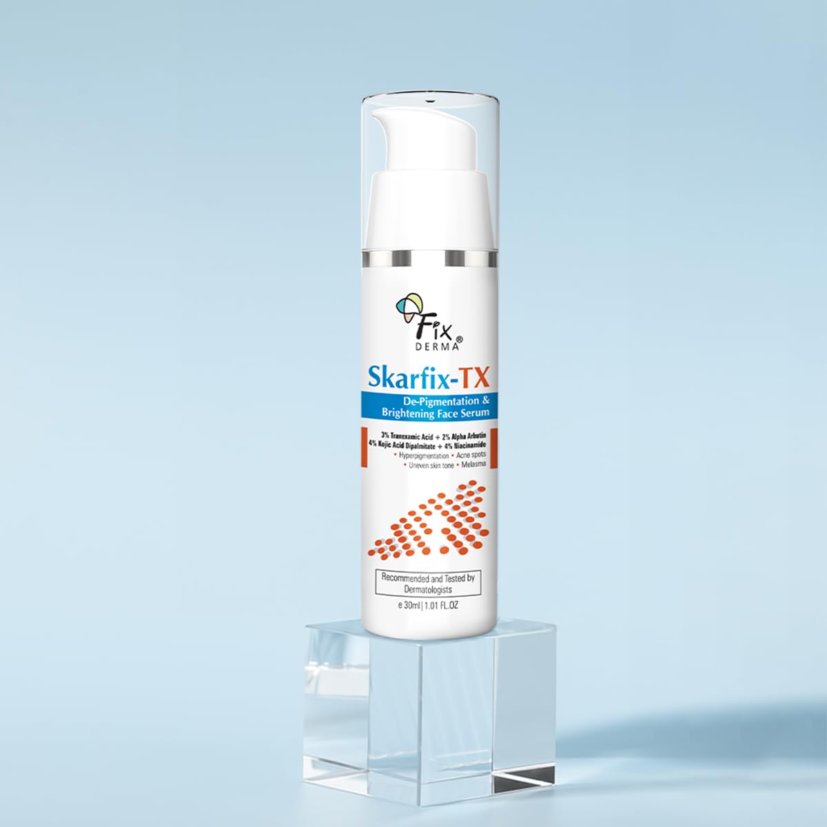 Fixderma Skarfix-TX Face Serum with 4% Kojic Acid, 4% Niacinamide Serum, 3% Tranexamic Acid & 2% Alpha Arbutin | Treats Hyper Pigmentation & Melasma | Reduce Acne Spots | brightening the Skin - 30Ml