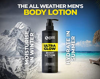 Beardo Ultraglow Body Lotion for Men's Skin | Intense Hydration for Winter | Ultra-light Weight & Instant Absorption| Heals & Repairs Skin | 250ml x 2