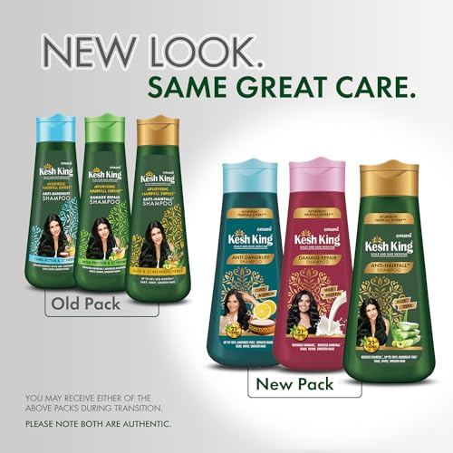 Kesh King Ayurvedic Anti Hairfall Shampoo Reduces Hairfall 21 Natural Ingredients With The Goodness Of Aloe Vera, Bhringraja And Amla For Silky, Shiney, Smooth Hair, 340Ml