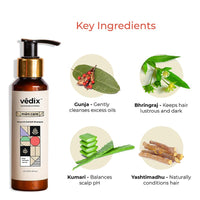 Vedix Ayurvedic Shampoo, Dhavath Deep Conditioning Customized Sulfate Free Men Shampoo with Gunja, Bhringraj & Quinoa, for Normal/Oily Hair - 100 ml