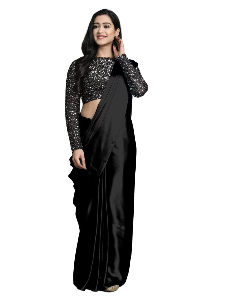 Regolith Designer Sarees for Women 's  Georgette ready to wear sarees for women With Fancy Saree Blouse Piece