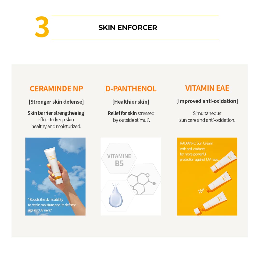 LANEIGE Radian-C SunCream SPF 50+ | Broad Spectrum UV PA++++ | Vitamin C Brightening Sunscreen | Light & Non-Greasy | No White Cast | Water Resistant | Suitable for All Skin | For Men & Women | 50ml