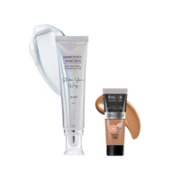 FACESCANADA Celeb Glow Kit | Silver Strobe Cream (30Ml) + Warm Sand All Day Hydra Matte Mini Foundation (15Ml) | Makeup Kit For Women (Combo Pack Of 2)