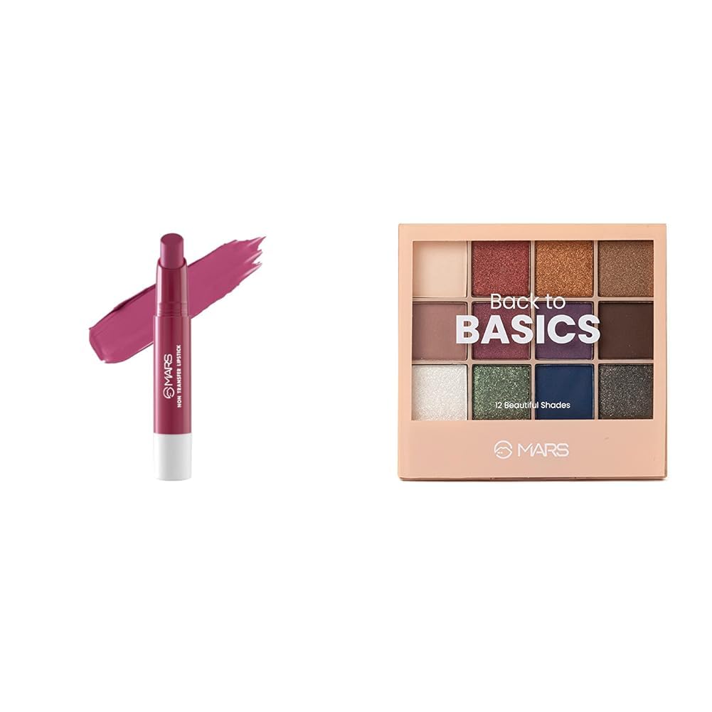 MARS Matte Super Stay Lipstick Waterproof Lipstick for Women (2.6 gm) (09-PARADISE) 12 Shades Back to Basics Eyeshadow Palette with Free Applicator (14.4 gm) (Shade-01)
