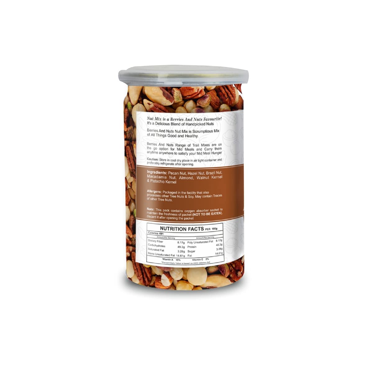 Berries And Nuts Magic Nuts Mix | Pecan, Brazil, Hazel, Macadamia, Almonds, Pista, Walnuts | 200 Grams