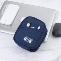 Travel Cable Organizer Bag, Water Resistant Cable Organizer for Cord, Phone Charger, Flash Drive, SD Card, Electronic Accessories Carry Case for Travel, Business Trip, Airplane (Navy Blue)