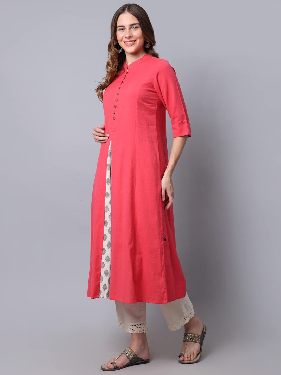 Pistaa's  Women Cotton Printed Cut Regular Kurta