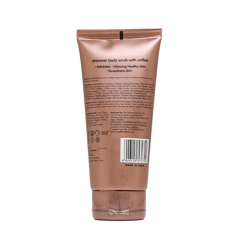 mCaffeine Shimmer Body Scrub With Coffee | For Smooth & Glowing Skin | for both men and women | exfoliating body scrub - 150gm