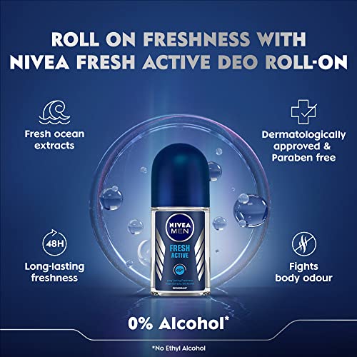 Nivea Fresh Active Deodorant Roll On For Men, 50ml (Pack of 2)