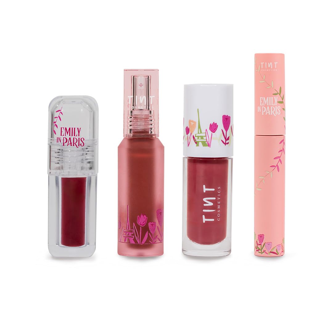 Tint Cosmetics Lip Color Makeup Kit - Lip Gloss(Rosy Mocha), Matte Liquid Lipstick(BonBon), Lip & Cheek Tint & Eyliner