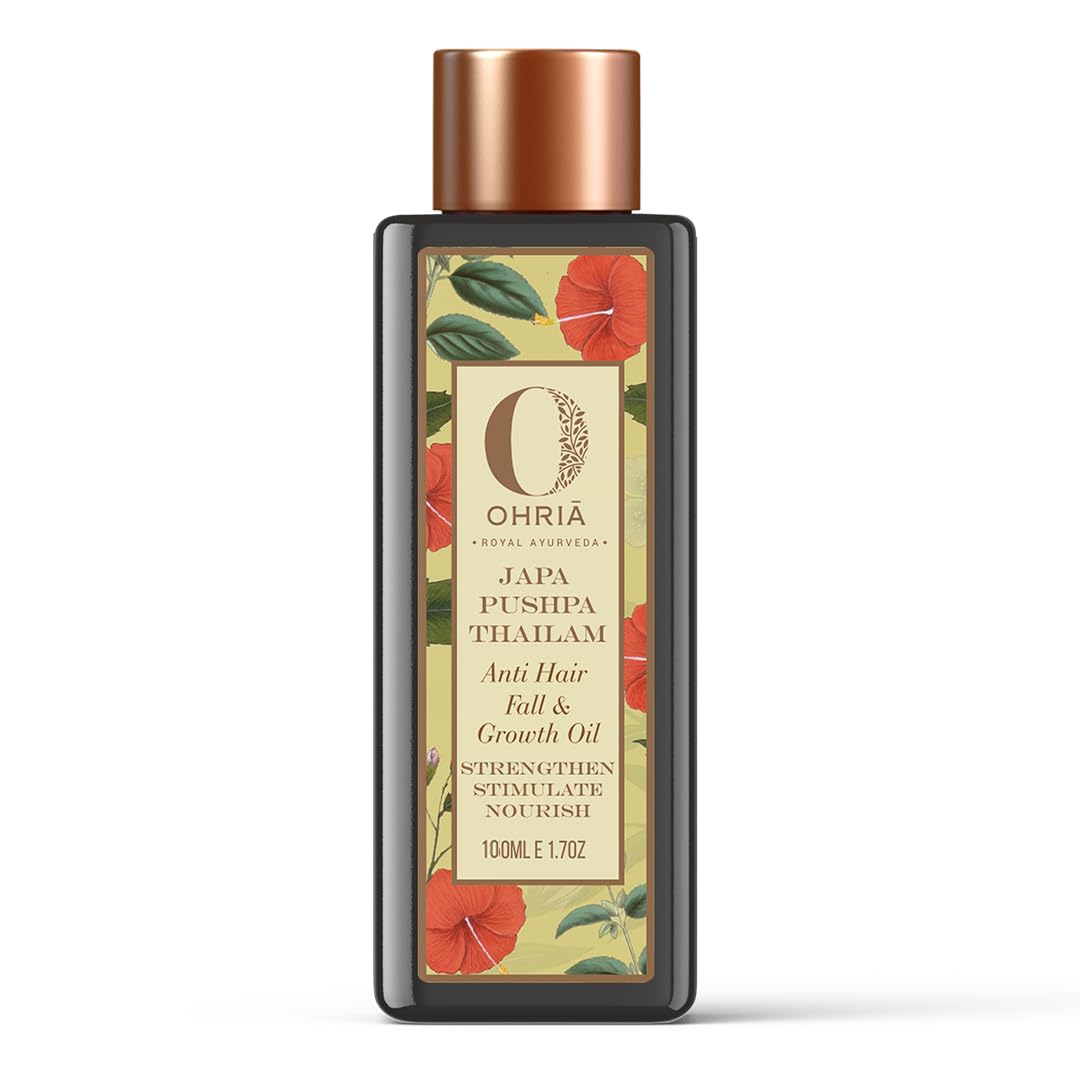 Ohria Ayurveda Japa Pushpa Thailam Hair Oil | Ayurvedic Herbal Blend with Neelibringadi Oil | Supports Hair Strength and Nourishment | For All Hair Types – 100ml