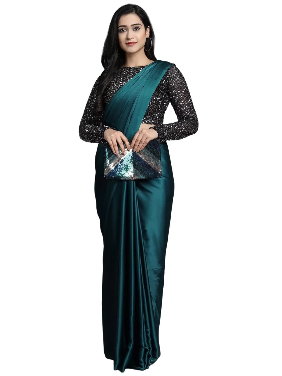 Regolith Designer Sarees for Women 's  Georgette ready to wear sarees for women With Fancy Saree Blouse Piece