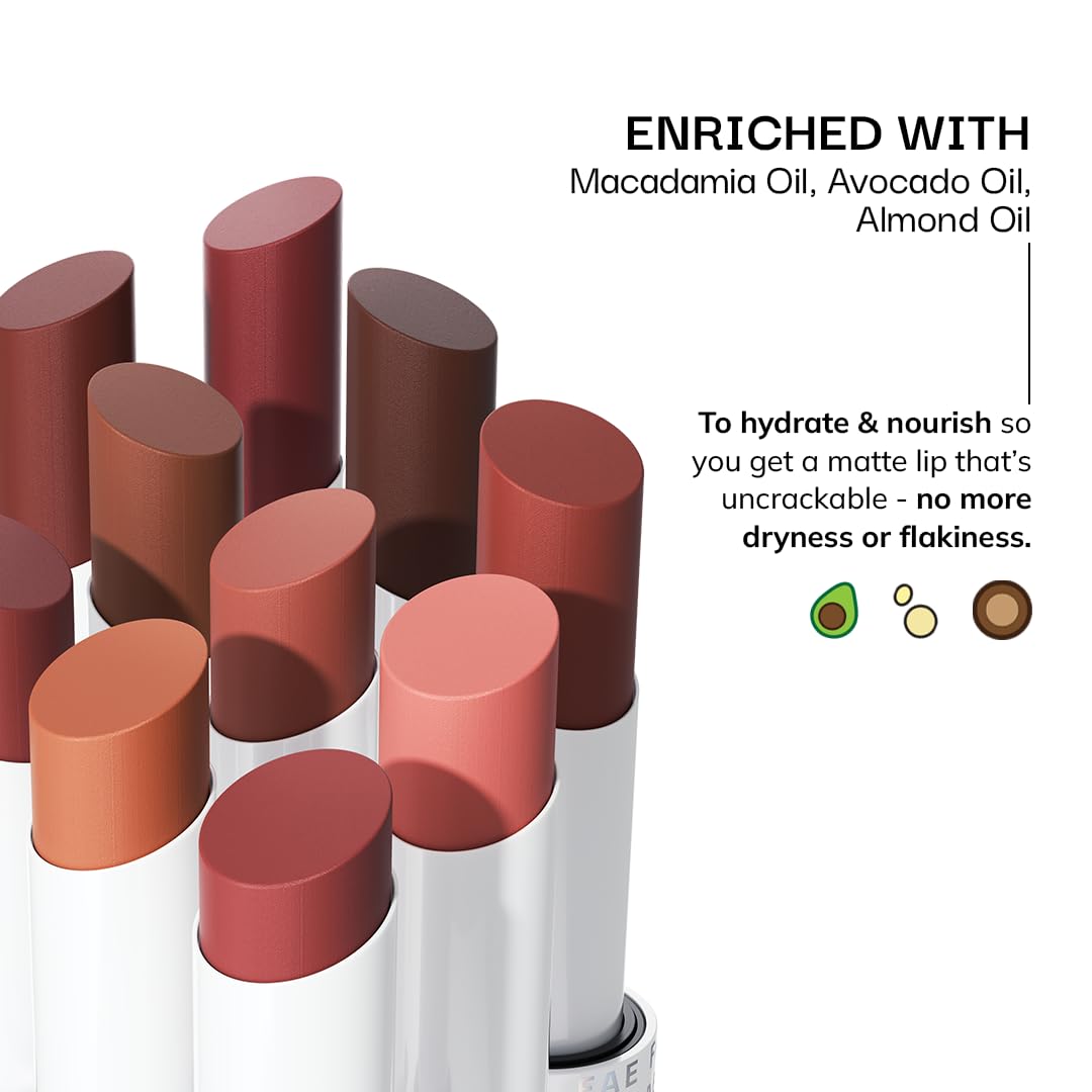 FAE Beauty Modern Matte Lipstick | Comfortable Cushion Matte Formula | One Stroke Application | Longwear | Richly Pigmented (Shade Wholesome)