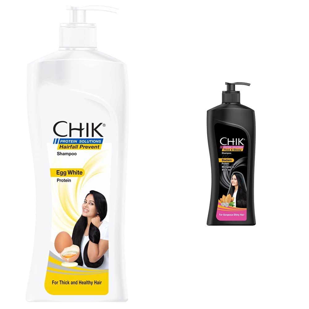 Chik Hairfall Prevent Egg Shampoo, 340ml And Chik Thick & Glossy Black Shampoo, 340ml