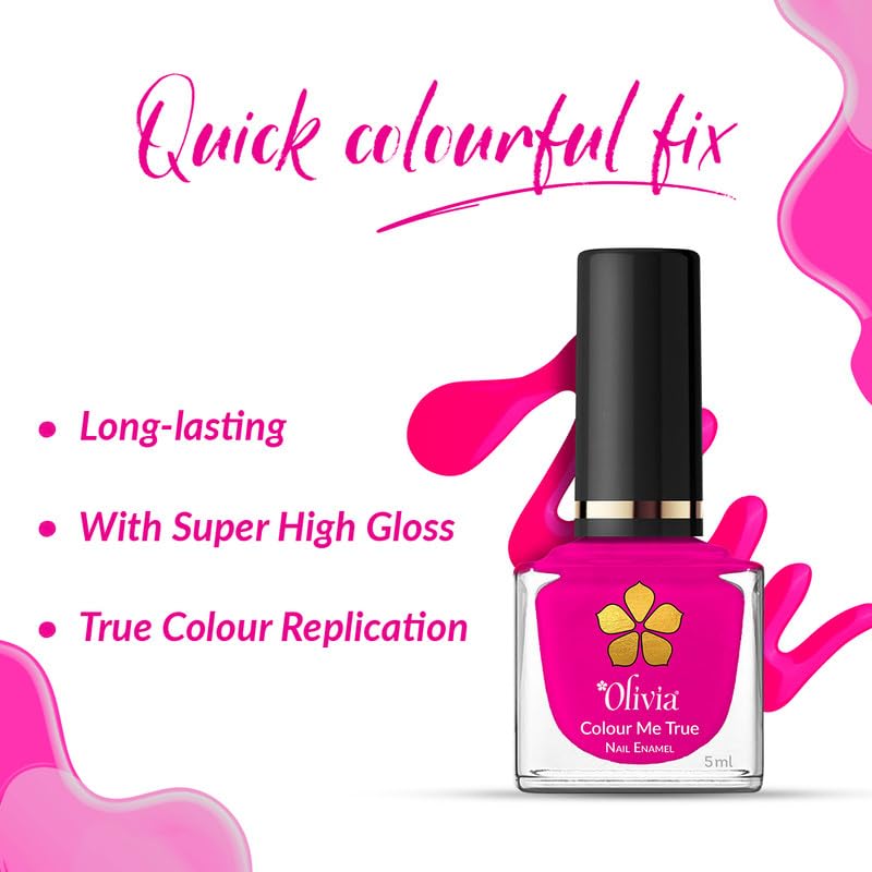 Olivia Nail Paint for Glossy Finish - 5ml (22 Legally Pink)
