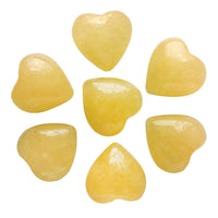 Loveliome 7 Pcs Mini Yellow Jade Heart Love Healing Palm Crystal Energy Stone(0.6 Inch) 0.6