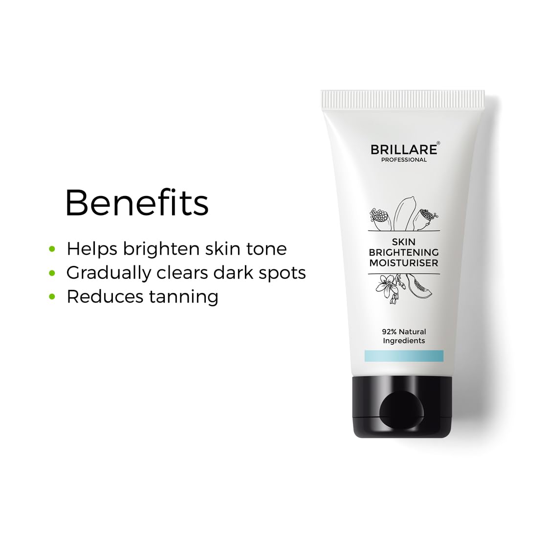 Brillare Professional Skin Brightening Natural Moisturiser With Lime Cavier and Papaya, Reduces Tanning, Helps in Brighten Skin Tone, 50 ml