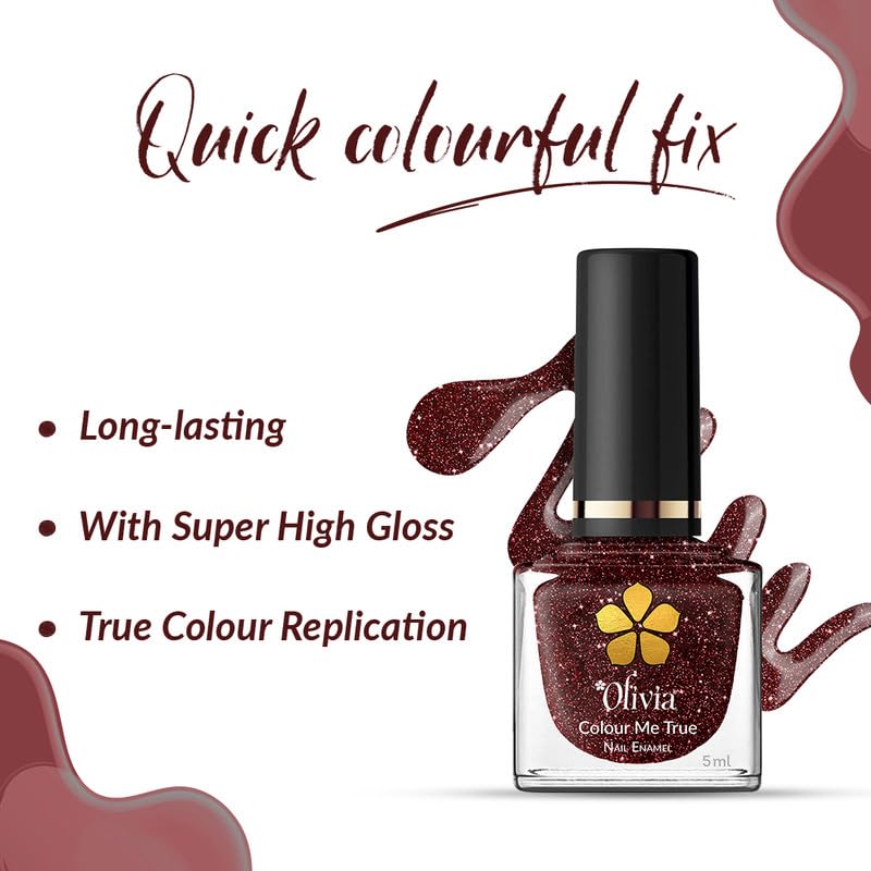 Olivia Nail Paint for Glossy Finish - 5ml (2 Sparkly Violet)