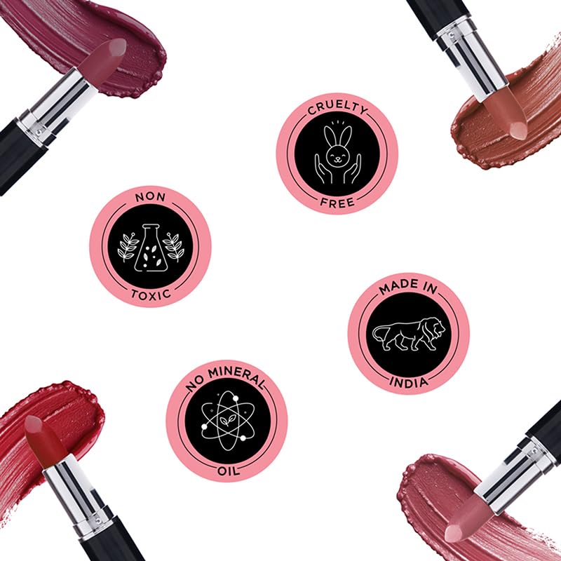 BELLAVITA Comfort Matte Bullet Lipstick| Intense Colour| Creamy Matte Finish| Intense Moisturisation| Smooth Glide| Lipsticks for Women| 4 Hr Stay, Berry Nude, 4.2 gm