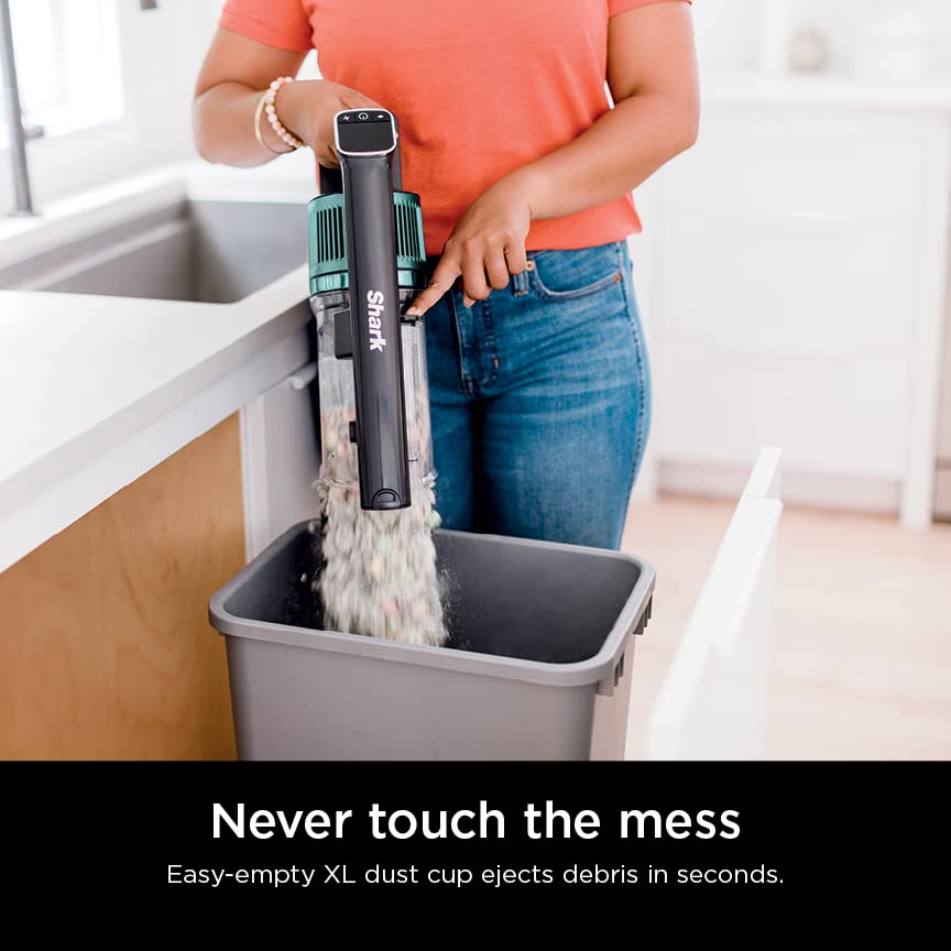 Shark IZ631H Cordless Pro Vacuum with PowerFins and Self-Cleaning Brushroll, Includes Upholstery Tool & Crevice Tool, Up To 60 Minute Runtime, HEPA Filtration, Cordless Vacuum, Dark Grey/Mojito Gray