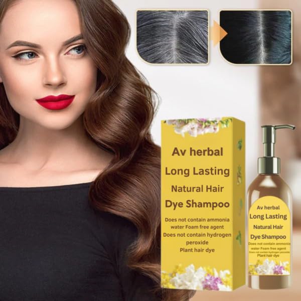 AV Herbal International Hair Dye Shampoo | Natural Black Hair Color | 3-in-1 Color, Cleanse & Nourish | 300ml