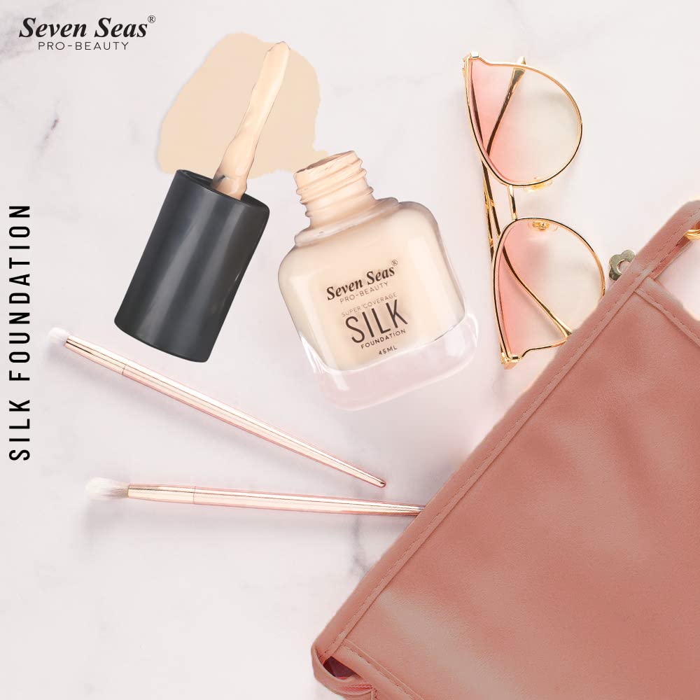 Seven Seas Super Coverage Silk Foundation Matte Finish & Poreless, Blendable Normal to Oily Skin Combination Smooth WIth Flawless Beauty (Skin)