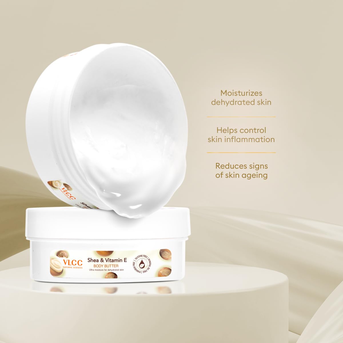 VLCC Shea & Vitamin E Body Butter - 200g | With Shea Butter, and Vitamin E and Antioxidants | Moisturizes Dehydrated Skin, Maintains Skin’s Oil Balance