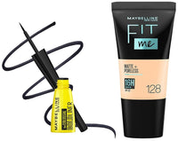 Maybelline New York Colossal Bold Eyeliner, Black, 3G And Maybelline New York Fit Me Matte+Poreless Liquid Foundation Tube, 128 Warm Nude, 18Ml