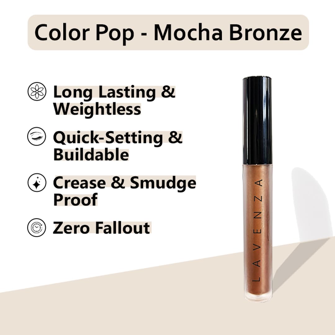 Lavenza Color Pop - Liquid Eyeshadow | DUAL TONE, Vegan, Silicone & Talc FREE, Long-lasting, Light-weight, Smudge-proof| 3.5 ml (Metallic Bronze & Mocha shade)