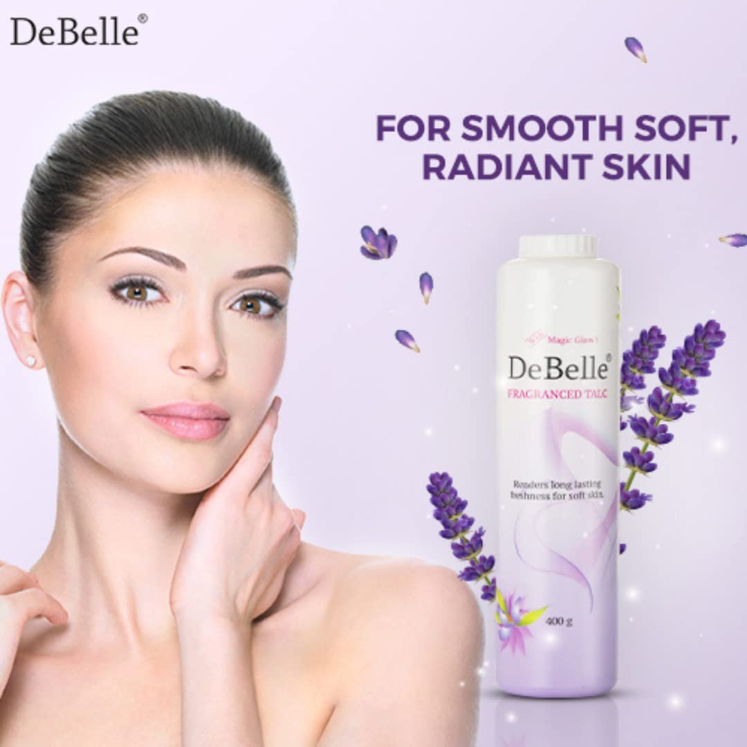 DeBelle Fragranced Face and Body Talc Combo Of 2 (400G Each) | Lavender Talcum Face Powder for men & Women