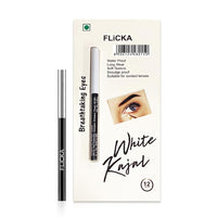 FLiCKA Breathtaking Eyes Twist White Kajal + Rule With Brows Eyebrow White Pencil, With Spoolie, Waterproof, Smudge Proof, Longlasting, Dermatologically tested, Intense Colour, Natural-looking Results
